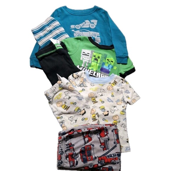 Mix It Other - Boys 24 Months 3 1/2 Sets Pajamas Minecraft Peanuts Racecars Firetruck Lot